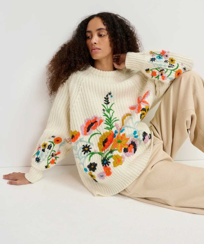 Essentiel Antwerp Embroidered Floral Glossy Jumper