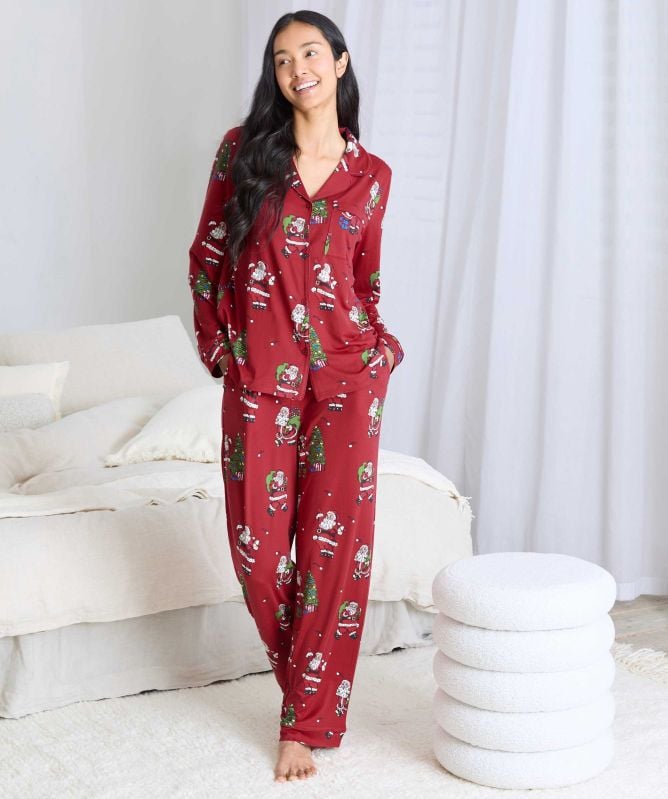 Chelsea Peers Christmas Santa Snowball Print Pyjamas