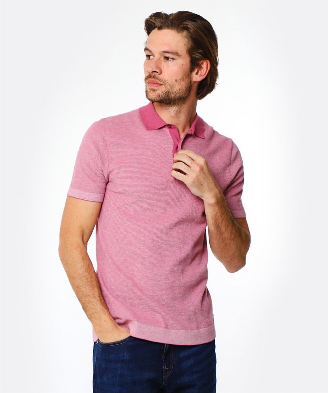 Thomas Maine Cotton Cashmere Textured Polo Shirt