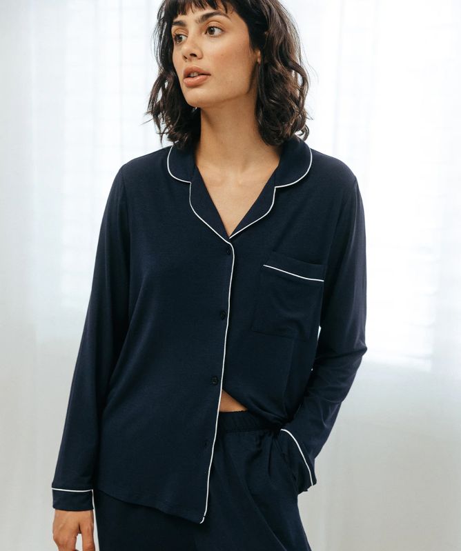 Chelsea Peers Modal Long Button Up Pajamas