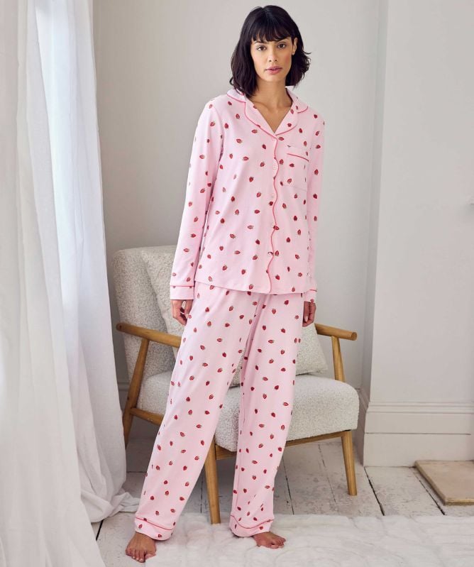 Chelsea Peers Ditsy Strawberry Long Pajamas