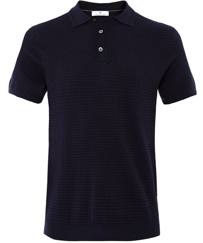 Thomas Maine Cotton Cashmere Waffle Polo Shirt