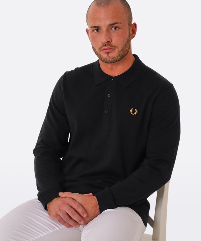 Fred Perry Knitted Long Sleeve Polo Shirt