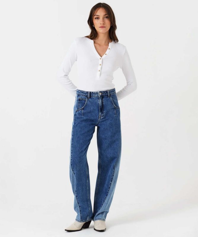 Seventy + Mochi Nina Barrel Leg Two Tone Jeans
