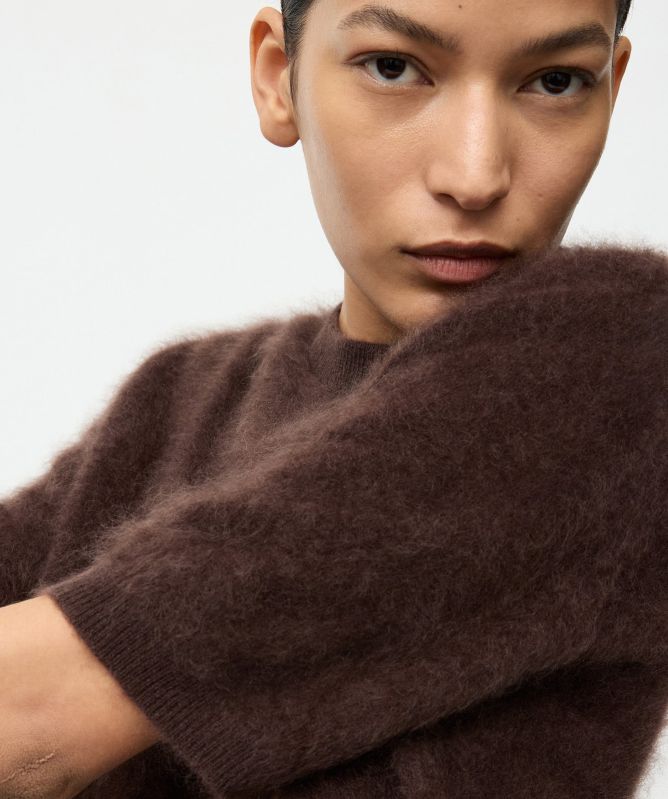 Soft Goat Brushed Short Sleeve Cashmere Sweater