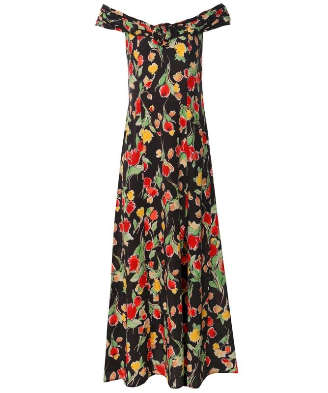 RIXO Freya Silk Bardot Midi Dress