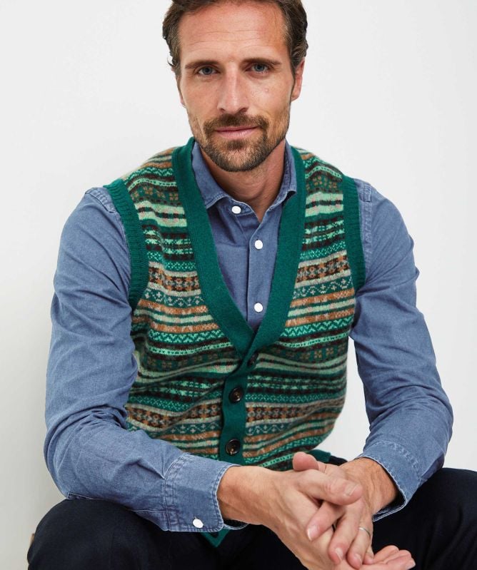 Jules B Lambswool Fair Isle Waistcoat