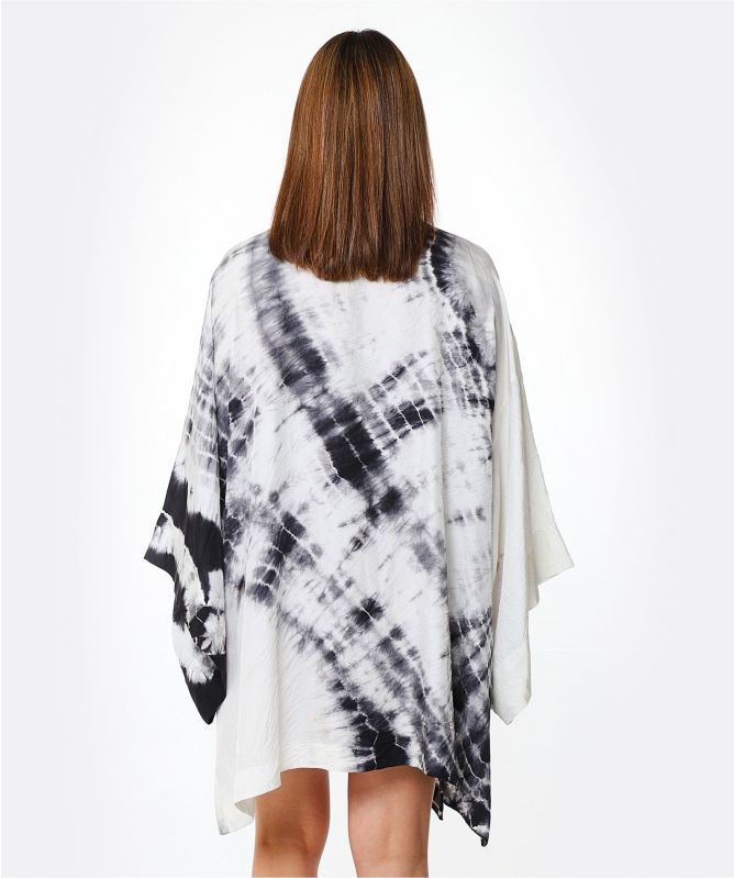 NU London Wide Sleeve Tie-Dye Silk Tunic Shirt