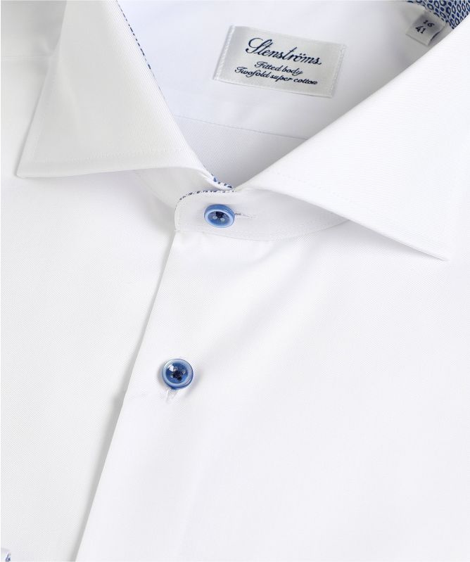 Stenstroms Fitted Body Dot Trim Shirt