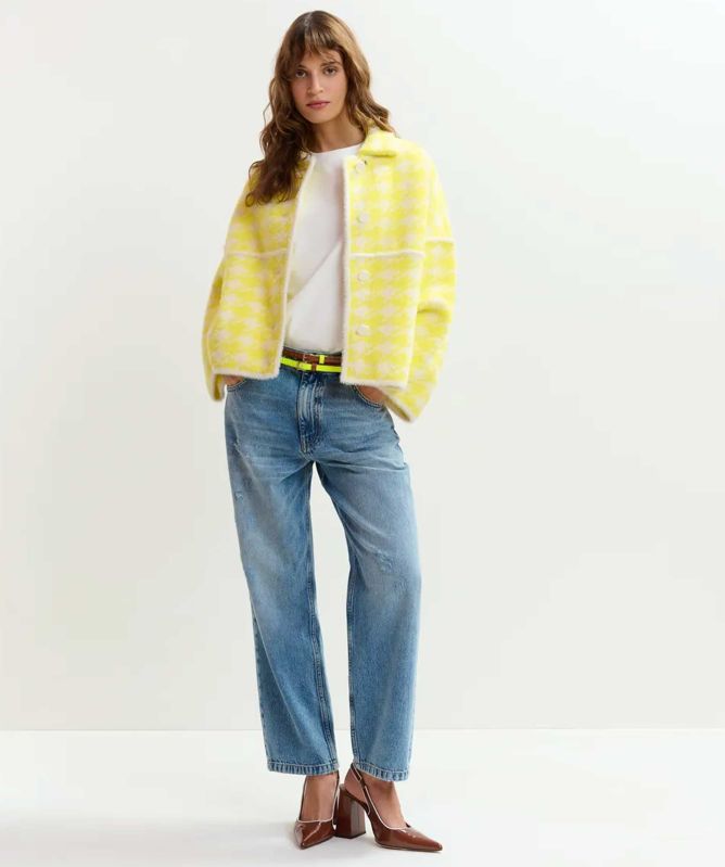 Essentiel Antwerp Joking Houndstooth Knit Cardigan