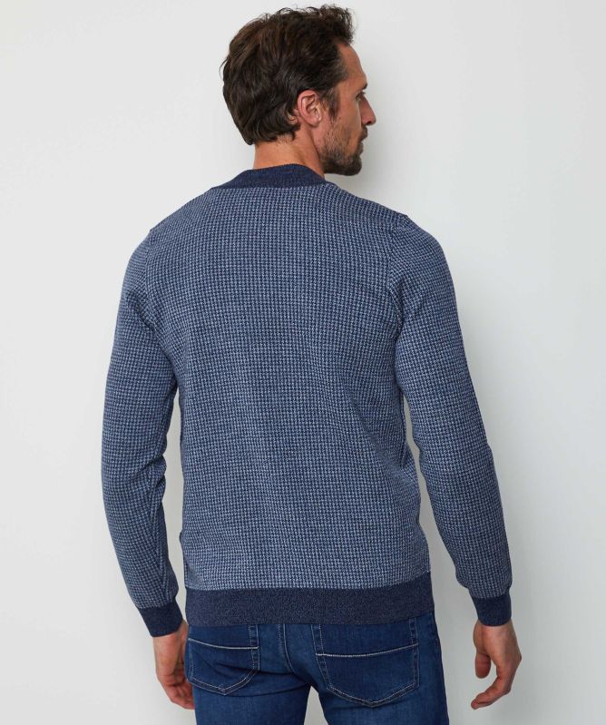 Stenstroms Merino Half-Zip Houndstooth Jumper