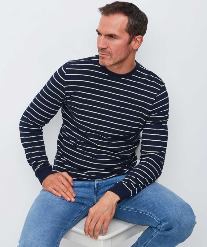 unfeigned Long Sleeve Terry Striped T-Shirt