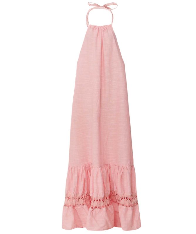 Linen Mix Halter Maxi Dress