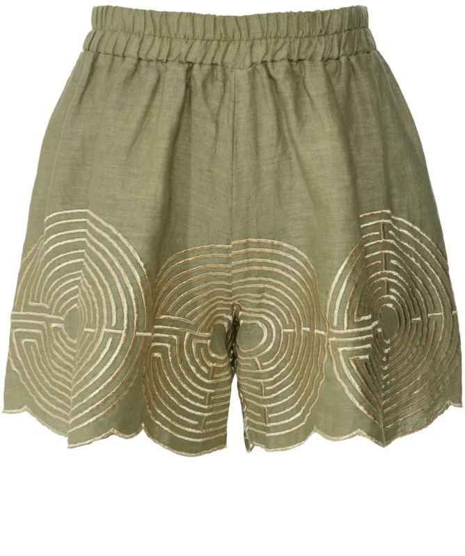 Greek Archaic Kori Circle Linen Shorts