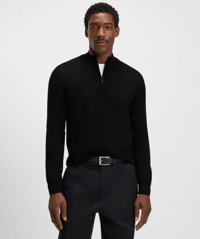 BOSS Virgin Wool Ebenji Zip Jumper