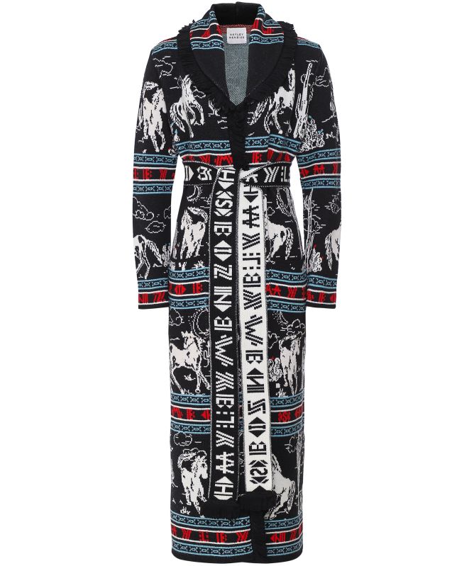 Hayley Menzies Bronco Merino Jacquard Long Cardigan