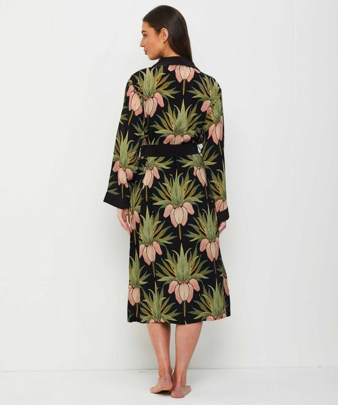 One Hundred Stars Deco Bud Black Crepe Gown