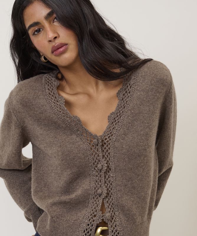 Nobody's Child Wool Blend Crochet Trim Elodie Cardigan