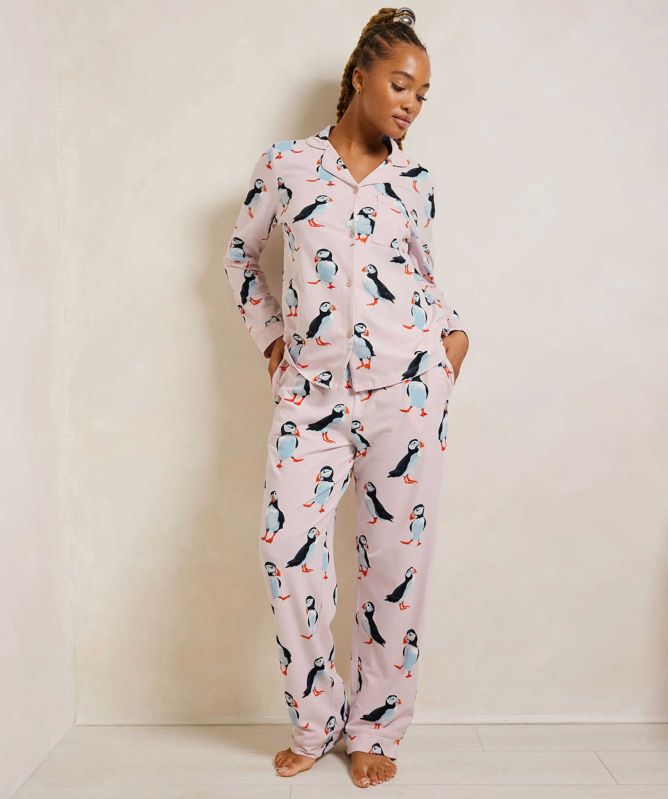 Chelsea Peers Puffin Print Long Pyjama Set