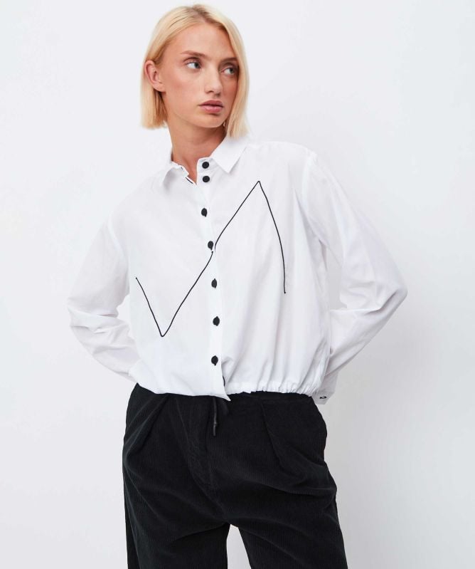 Lurdes Bergada Pop Zigzag Embroidered Shirt