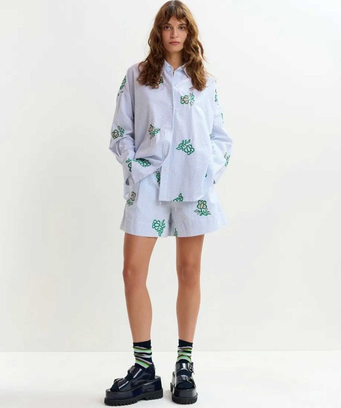 Essentiel Antwerp Jalinki Embroidered Pinstripe Shirt