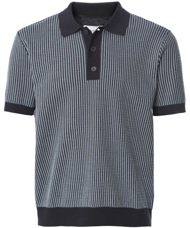 Wax London Ladder Stripe Knit Turin Polo Shirt