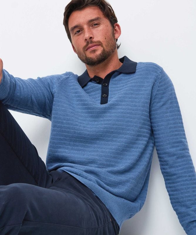 Paul Smith Long Sleeve Textured Polo Shirt