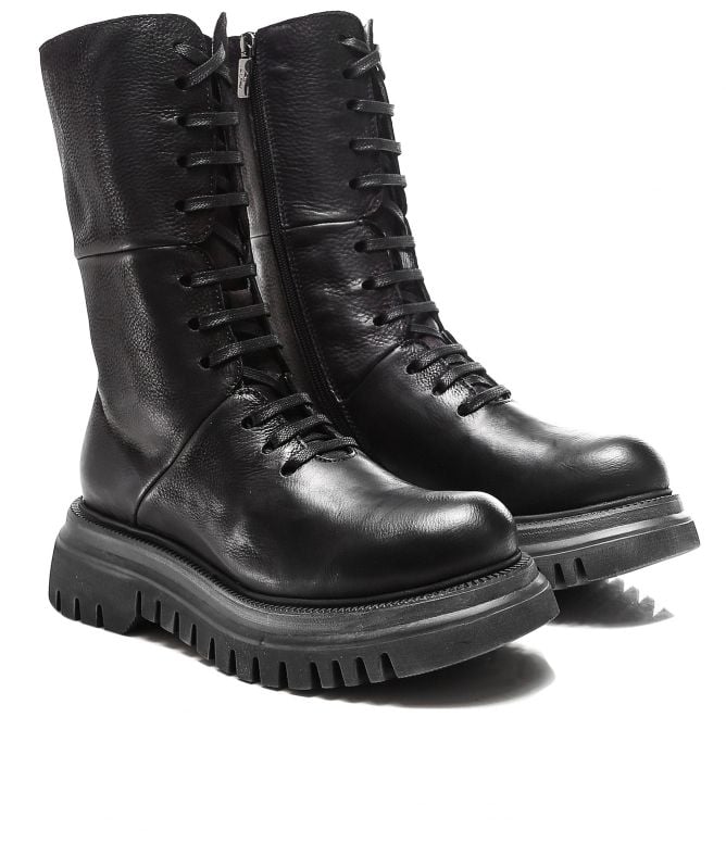 Lofina Gasoline Lace Up Leather Boots