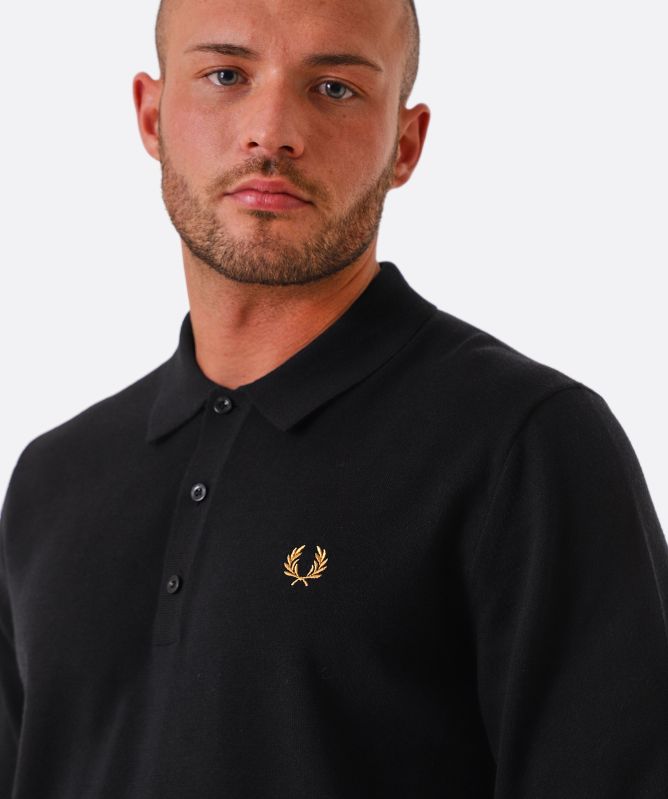 Fred Perry Knitted Long Sleeve Polo Shirt