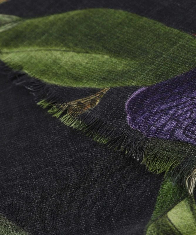 One Hundred Stars Orchid Black Wool Scarf