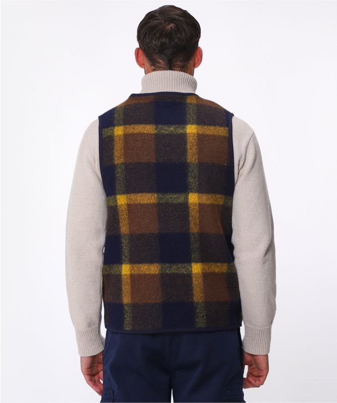 Universal Works Wool Fleece Plaid Check Gilet