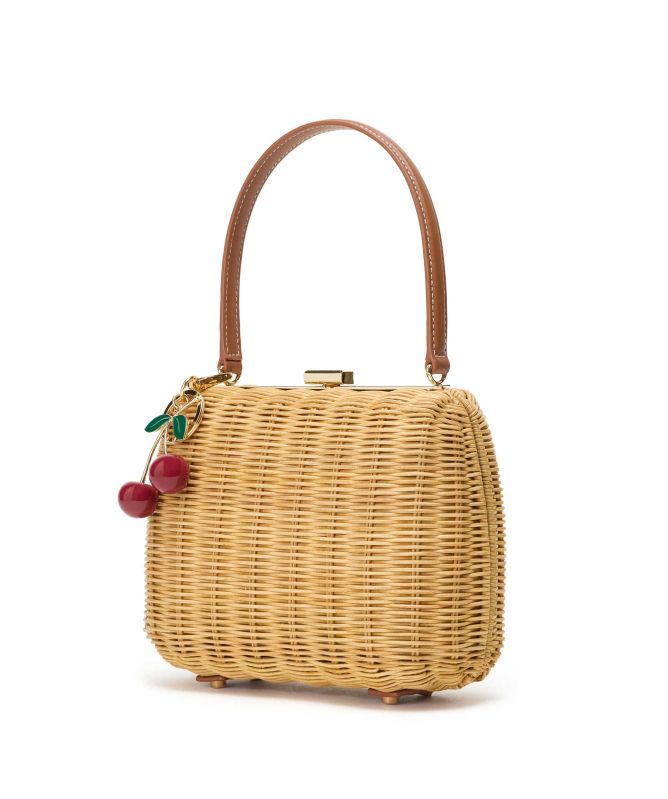 Self Portrait Rattan Cherry Charm Mini Bag