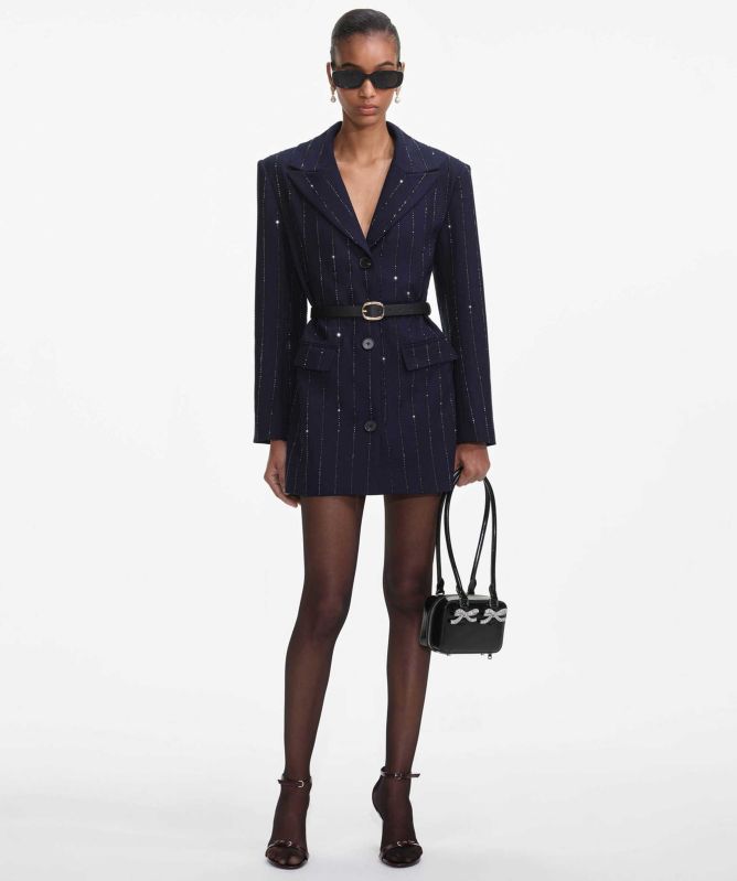 Self-Portrait Rhinestone Pinstripe Blazer