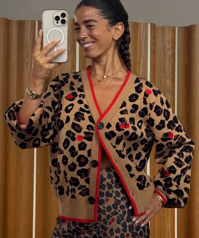 Never Fully Dressed Cherry Leopard Cardigan