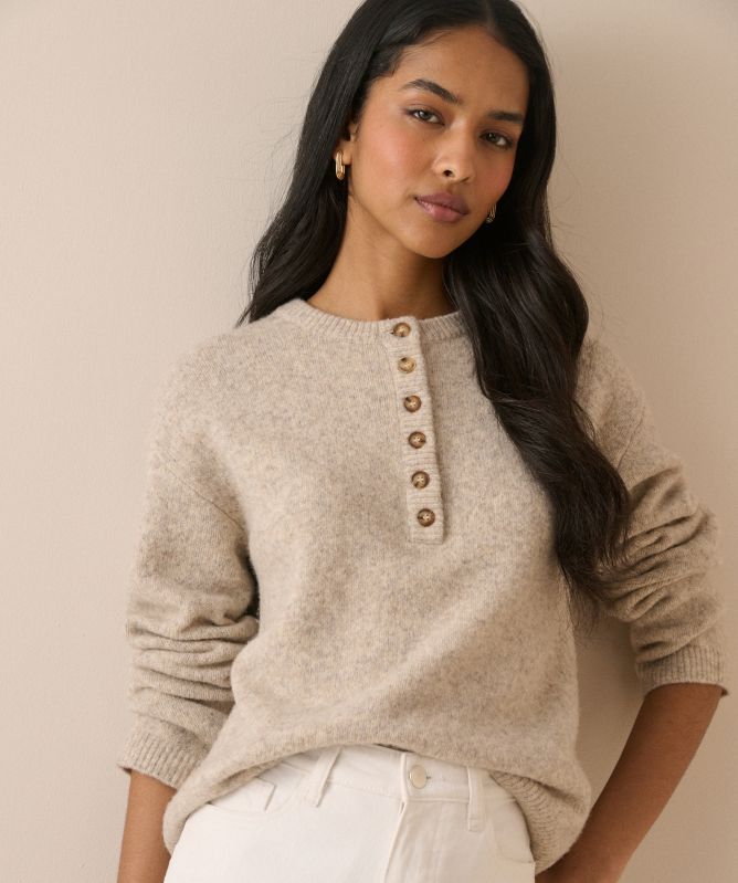Nobody's Child Relaxed Fit Henley Sweater