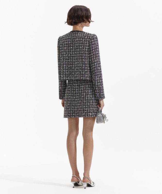 Self-Portrait Black Check Bouclé Jacket