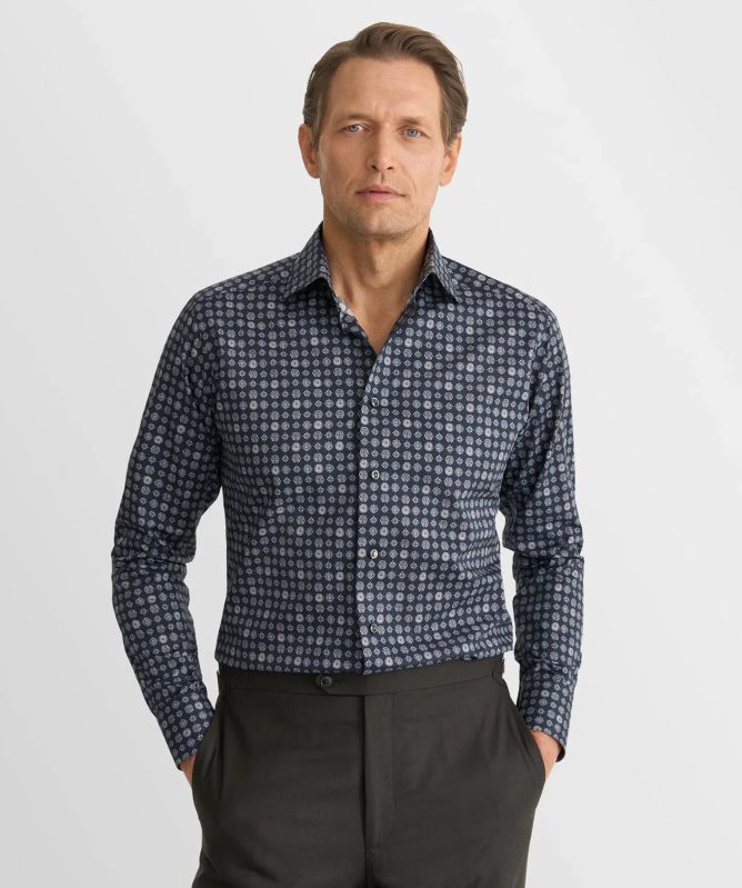 Eton Geometric Twill Contemporary Fit Shirt