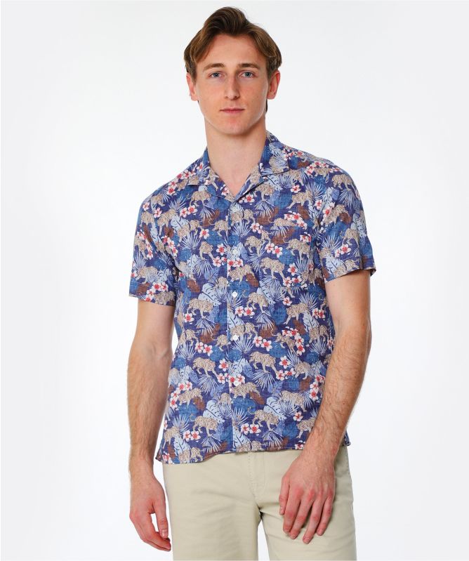 Hartford Slim Fit Leaf Print Slam Shirt