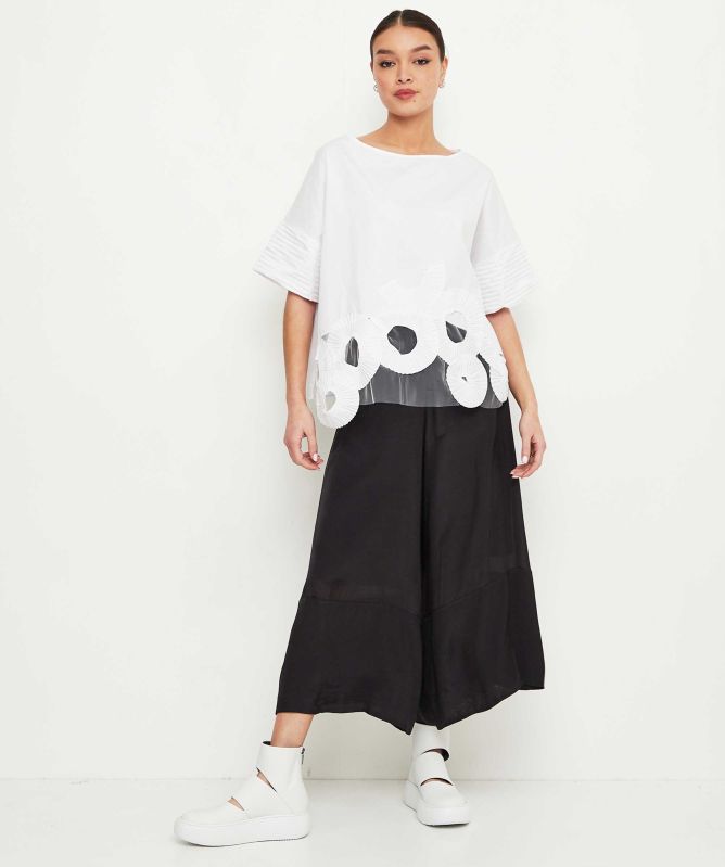 Bize Wide Leg Cropped Trousers