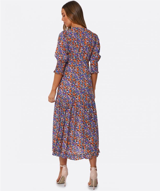 RIXO Petal Tiered Midi Dress