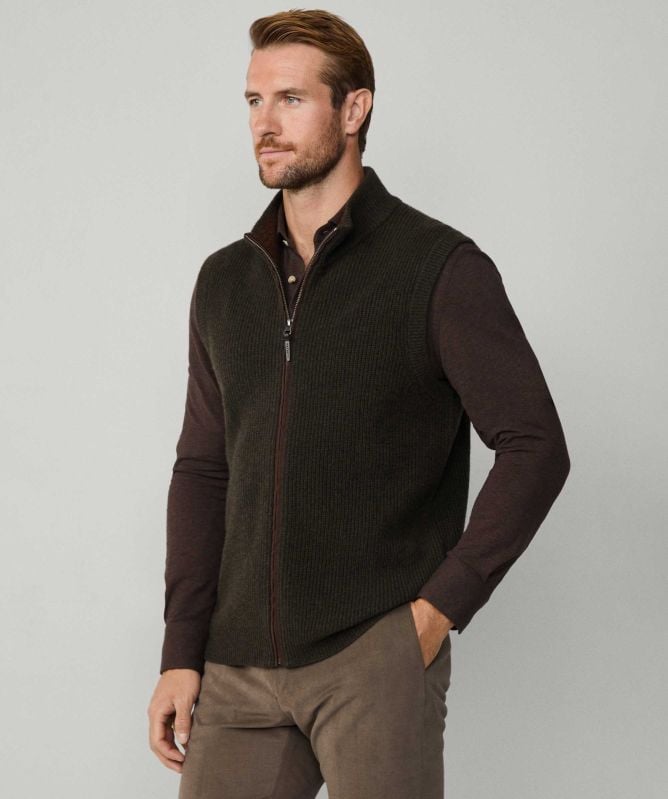 Hackett Ribbed Zip Gilet