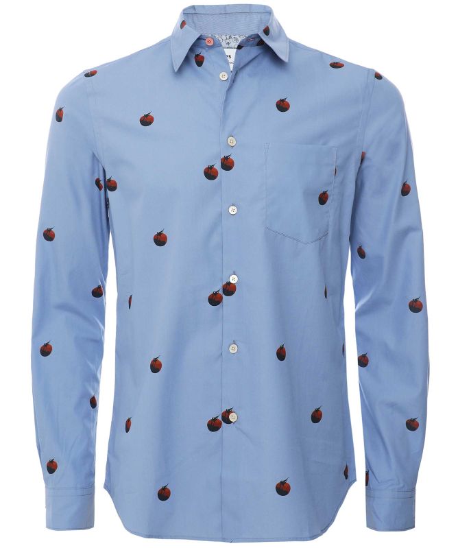 Tシャツ・カットソー Paul Smith MENS TAILORED FIT SHIRT Men's Tailored-Fit Mauve 'Oxalis Floral' Print Shirt