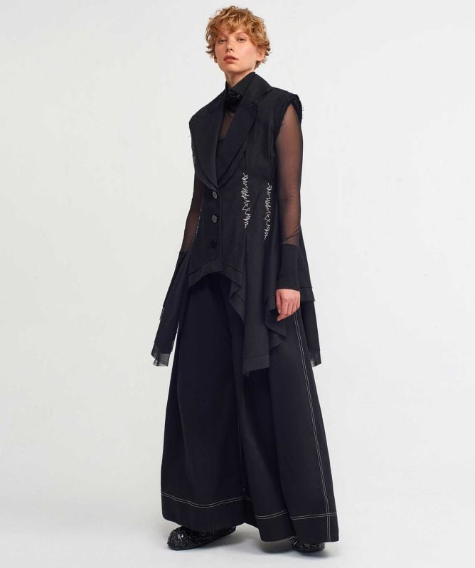 NU London Embroidered Fitted Waistcoat