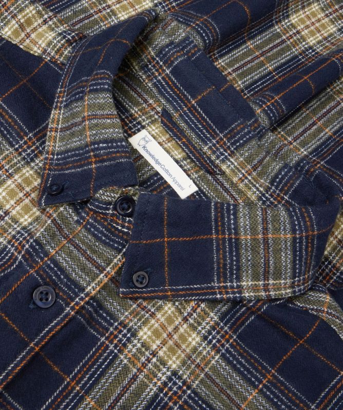 Knowledge Cotton Dune Regular Check Flannel Shirt