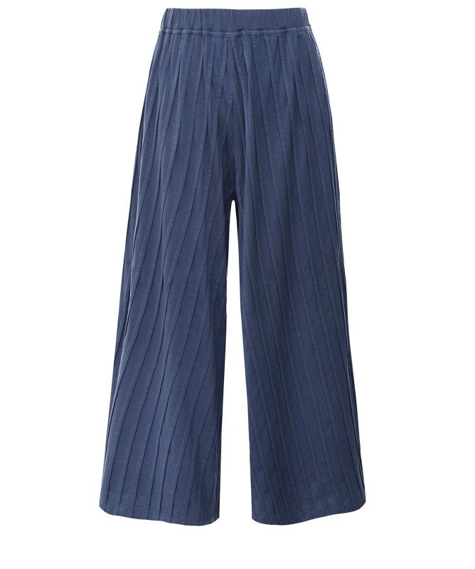 Yaccomaricard Cotton Pintuck Wide-Leg Trousers