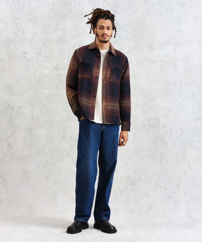 Wax London Windowpane Check Whiting Overshirt