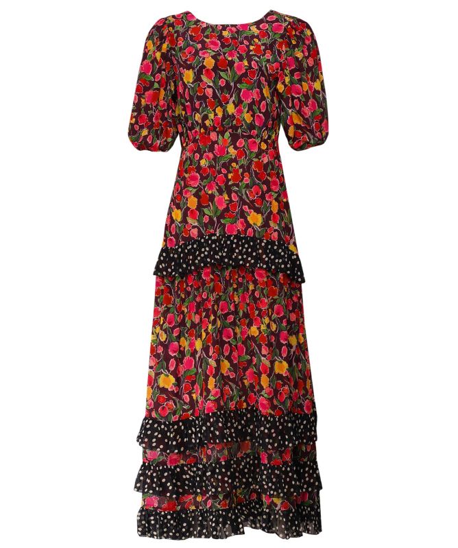 RIXO Shireen Silk Floral Midi Dress | Jules B