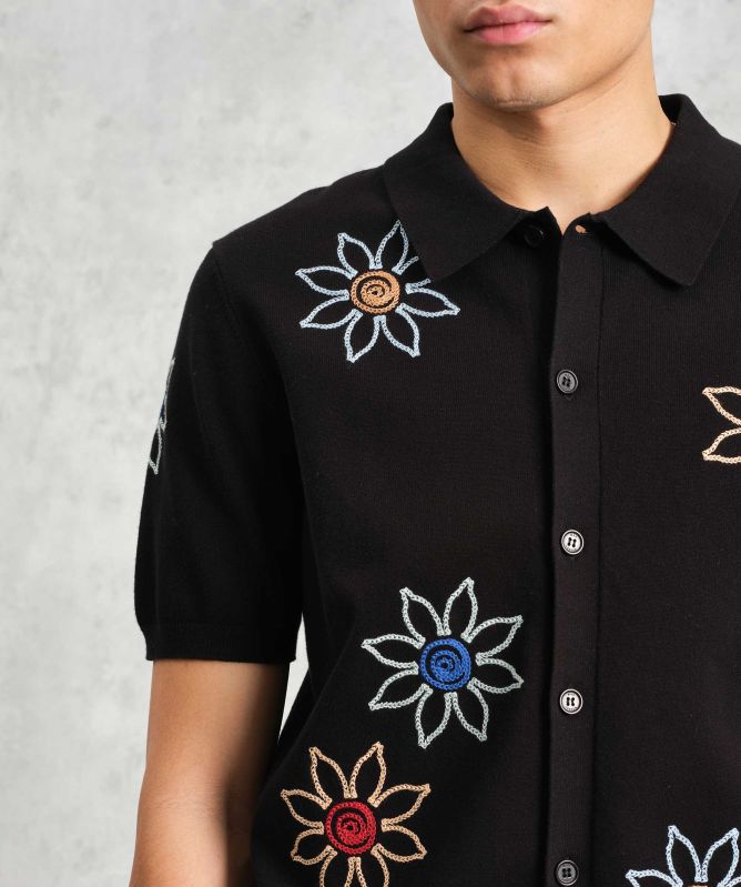 Wax London Embroidered Knit Tellaro Shirt