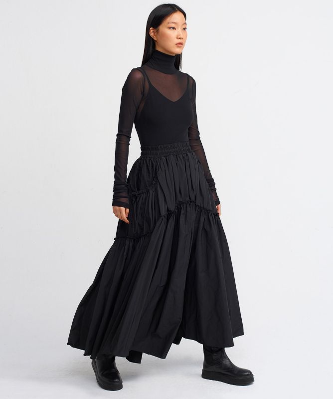 ハーリップトゥ　ブラック　Round Tiered Long Skirt M Amazon.com: Women's Long Maxi Tulle Skirts A Line High