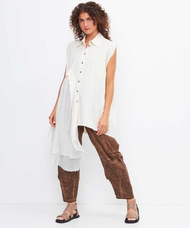 Sanctamuerte Sleeveless Drape Side Shirt